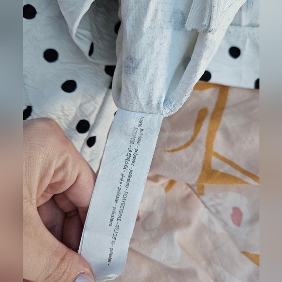 Zara Polka Dot White Wrinkle High Waist Trousers - Picture 5 of 9